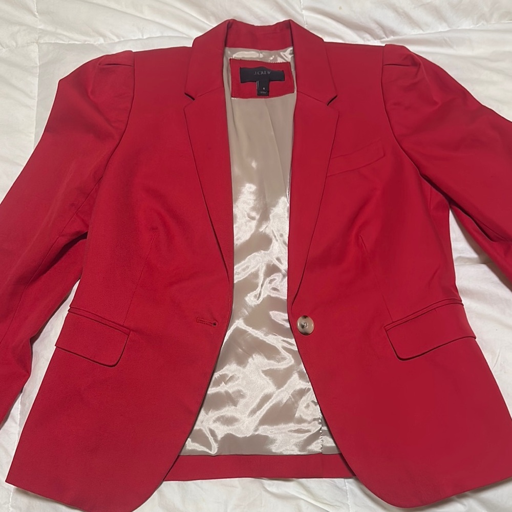 J. Crew Red Tailored Blazer with Notched Lapels